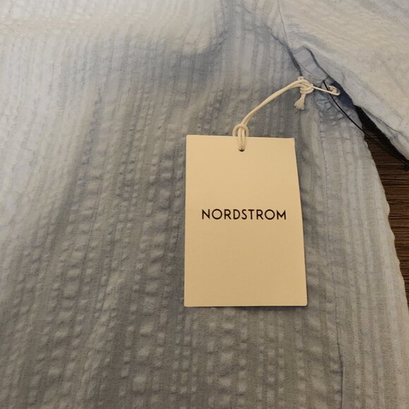 Nordstrom Seersucker Pajamas NWT Blue Small- Missing button, spots on pants - Picture 4 of 16